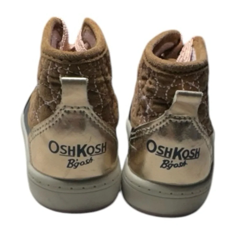OshKosh B'gosh Girls Tarin Boot Quilted Brown Navy Sneakers Toddler Size 7